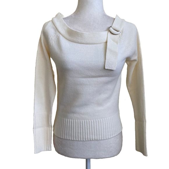 Vintage Sweaters - Cheslen Vintage Winter White  Sweater Size M Fit S boat Neck Classic Jackie New